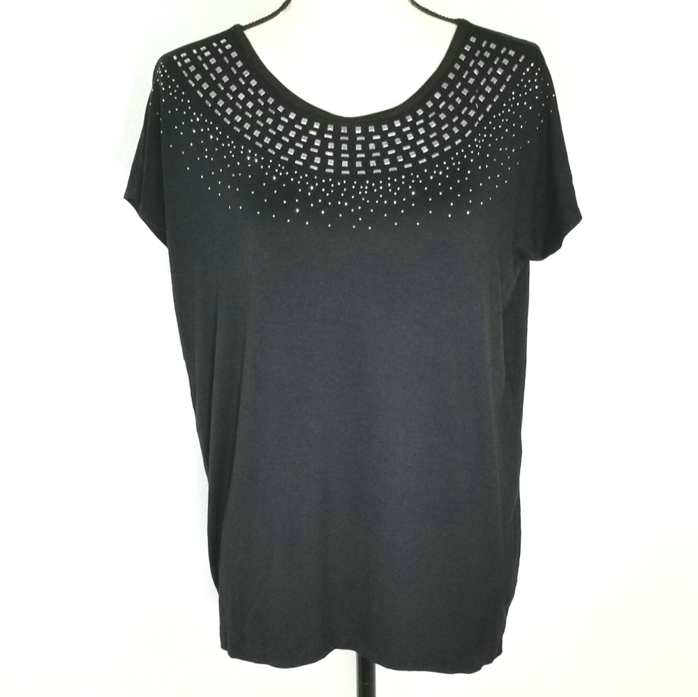 *NWT* DESIGN HISTORY Black w/Silver Studs Top, S